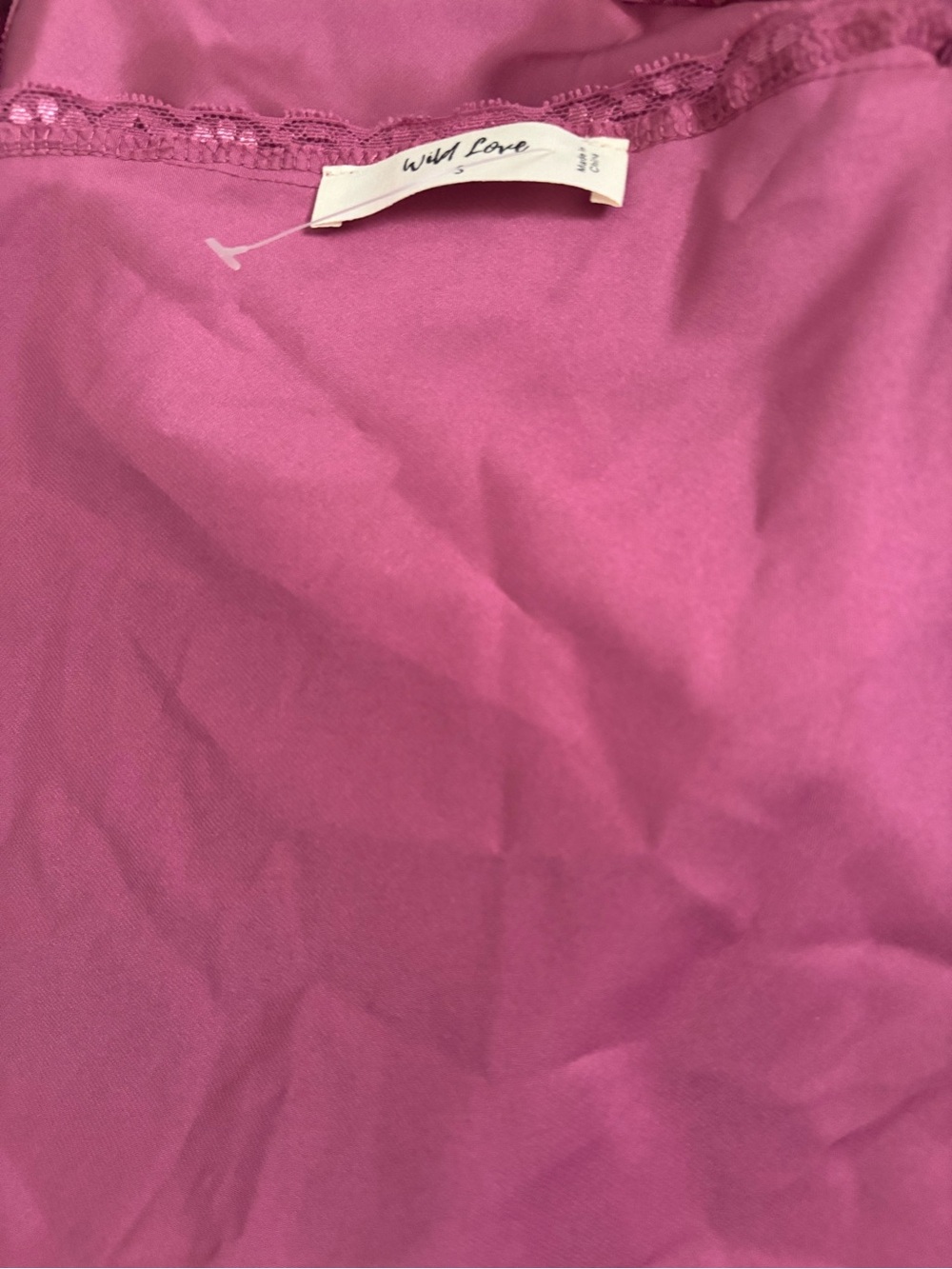 Lace Trim Spaghetti Strap Cami - Raspberry Pink - Picture 3 of 3